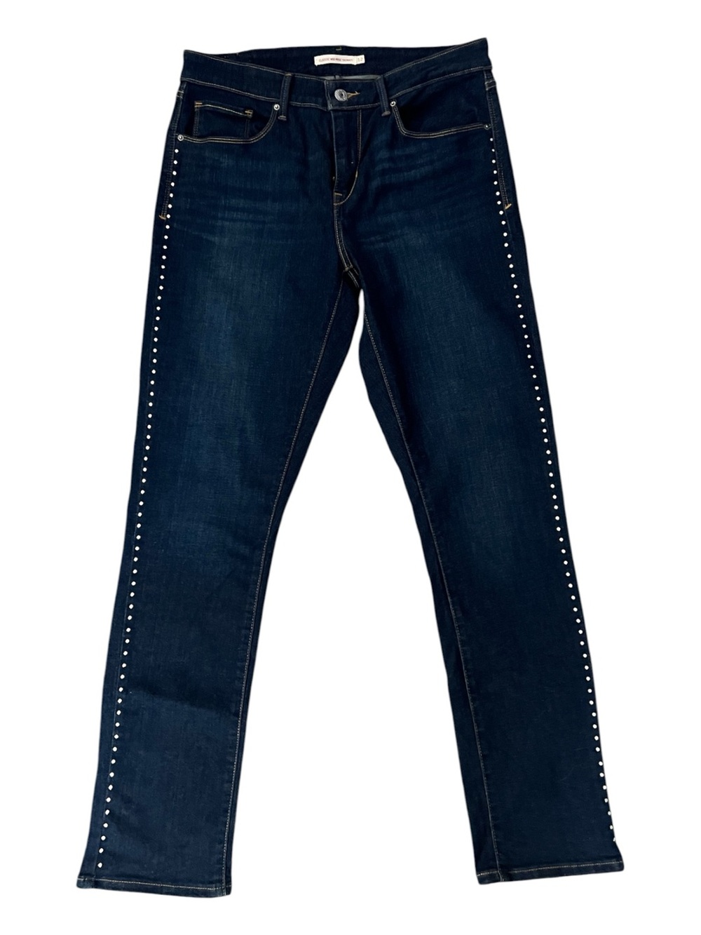 Levi's Classic Mid Rise Skinny Sculpt Studded Legs Dark Indigo Size 12